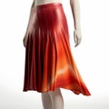 Red Wax Skirt: Versatile Dress With Digital Airbrushing And Metallic Rotation