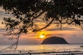 Red sky behind the island nwar Kata beach