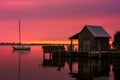 Red sky in the morning, Manteo waterfront park