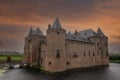 Red Sky At Muiderslot Castle At Muiden The Netherlands 31-8-2021