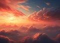 Red sky sunset transparent clouds soft wind