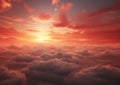 Red sky sunset transparent clouds soft wind