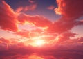 Red sky sunset transparent clouds soft wind