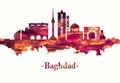 Baghdad Iraq skyline in Red Royalty Free Stock Photo