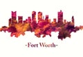 Fort Worth Texas skyline in red Royalty Free Stock Photo