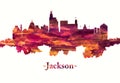 Jackson Mississippi skyline in red Royalty Free Stock Photo