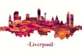 Liverpool England skyline in red Royalty Free Stock Photo