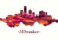 Milwaukee Wisconsin skyline in red Royalty Free Stock Photo