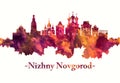 Nizhny Novgorod Russia skyline in red