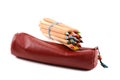 Red sleeve with color pencils Royalty Free Stock Photo