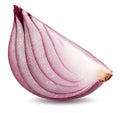 Red sliced onion isolated on white background. full depth of field. clipping path Royalty Free Stock Photo