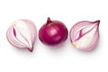 Red Sliced Onions Isolated on White Background