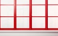 Red Sliding Windows Set on a White Background -Generative Ai