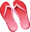 Red slippers summer flip flops, beach slipper, rubber footwear, sea sandal cartoon Royalty Free Stock Photo