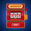 Red slot machine game. Win 777 jackpot Royalty Free Stock Photo