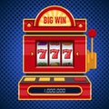 Red slot machine game. Win 777 jackpot Royalty Free Stock Photo