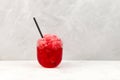 Red Slushie. Sweet Shaved ice. Spanish fruit granizado drink. Refreshing summer iced drink Royalty Free Stock Photo