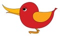 Red small bird with yellow wings, illustration, vector Royalty Free Stock Photo