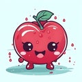 Red small cherry cute kawaii cartoon character