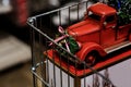 Red small retro toy truck