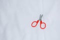 red small scissors in white background Royalty Free Stock Photo