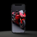 Red Smartphone With Black Motorcycle In 8k 3d Style