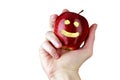 Red smiling apple, optimistic vitamin diet Royalty Free Stock Photo