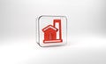 Red Smithy workshop interior icon isolated on grey background. Glass square button. 3d illustration 3D render Royalty Free Stock Photo