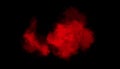 Red smoke on isolated black background . Design texture overlays element