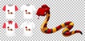 Red Snake Cartoon Character With Many Types Of Shirts On Transparent Background