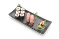 red snapper nigiri and maki sushi- japanese food style Royalty Free Stock Photo