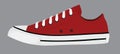 Red sneaker shoe, side view