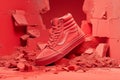 Red Sneakers in an Artistic Display Royalty Free Stock Photo
