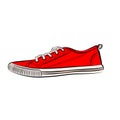 Red sneakers icon. Flat illustration of sneakers vector icon