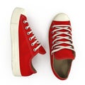 Red sneakers isolated on white. 3D illustration