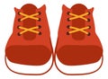Red sneakers pair. Cute cartoon kid shoes