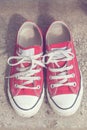 Red sneakers. Vintage style image Royalty Free Stock Photo