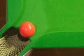 Red snooker ball near pocket Royalty Free Stock Photo