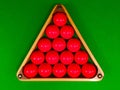 Red snooker balls in triangle Royalty Free Stock Photo