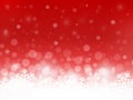 Red snow background. Snowflakes with particles and bokeh. Blurred backdrop. Christmas background. Holiday winter theme. Vector ill Royalty Free Stock Photo