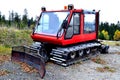 Red snowcat at mountain Beskydy, photo Royalty Free Stock Photo