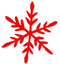 Red Snowflake Flat Icon on White Background