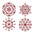 Red snowflake set. Royalty Free Stock Photo