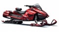 Hyper-realistic Snowmobile Illustration With Red Body On White Background