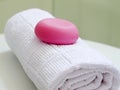Red soap towel