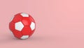 Red soccer plastic leather metal fabric ball isolated on black background. Football 3d render illlustration Royalty Free Stock Photo