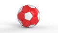 Red soccer plastic leather metal fabric ball isolated on black background. Football 3d render illlustration Royalty Free Stock Photo