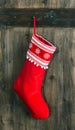 Red sock for Santa gifts. christmas stocking Royalty Free Stock Photo