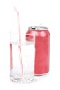 Red soda can and glass Royalty Free Stock Photo