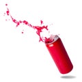 Red soda in canned splashing Royalty Free Stock Photo